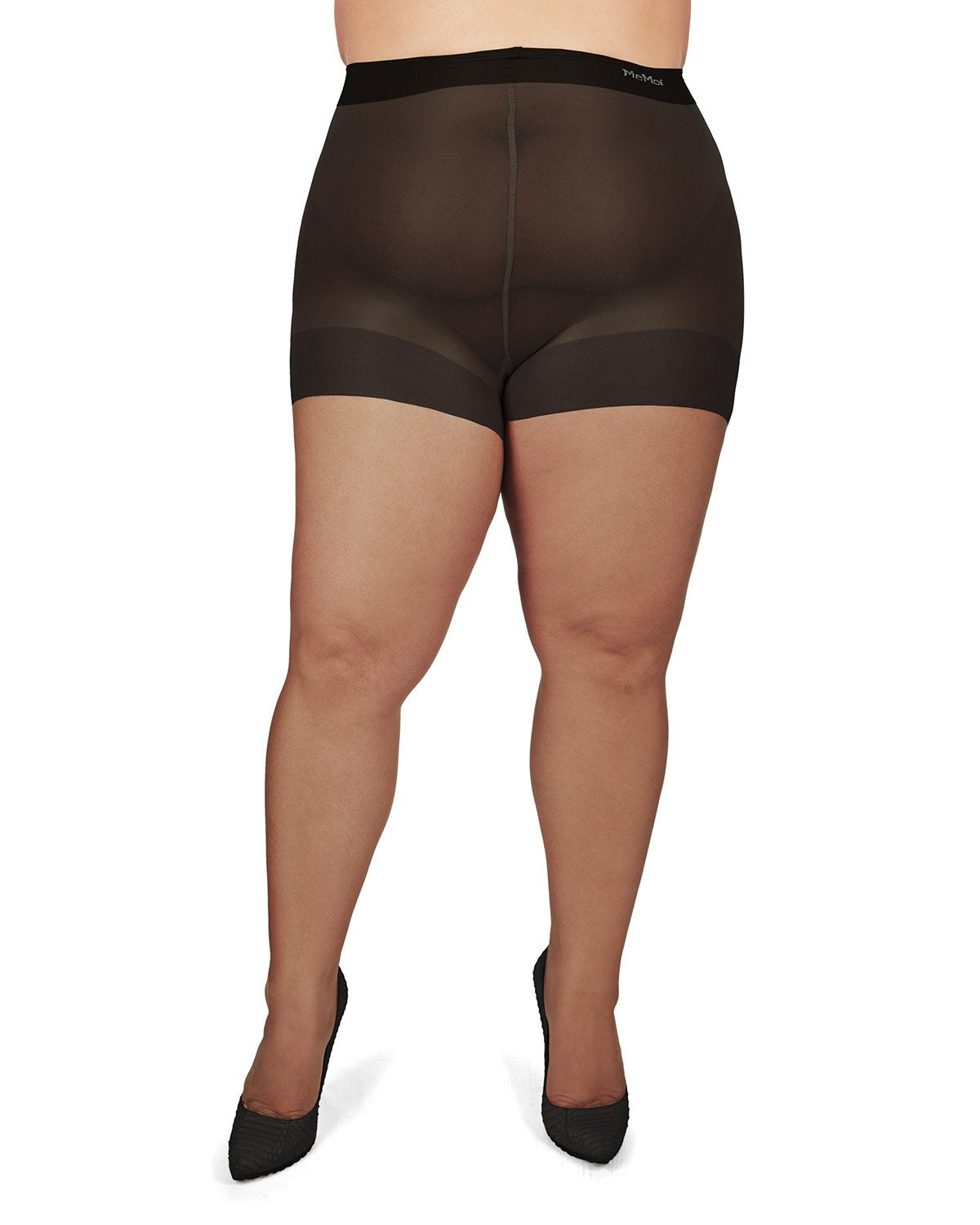 Plus Size Curvy Ultra Sheer Control Top Pantyhose : Color: Jet Black