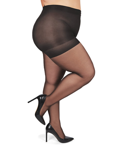 Women's Curvy All Day Sheer Control Top Pantyhose : Color: Off Black