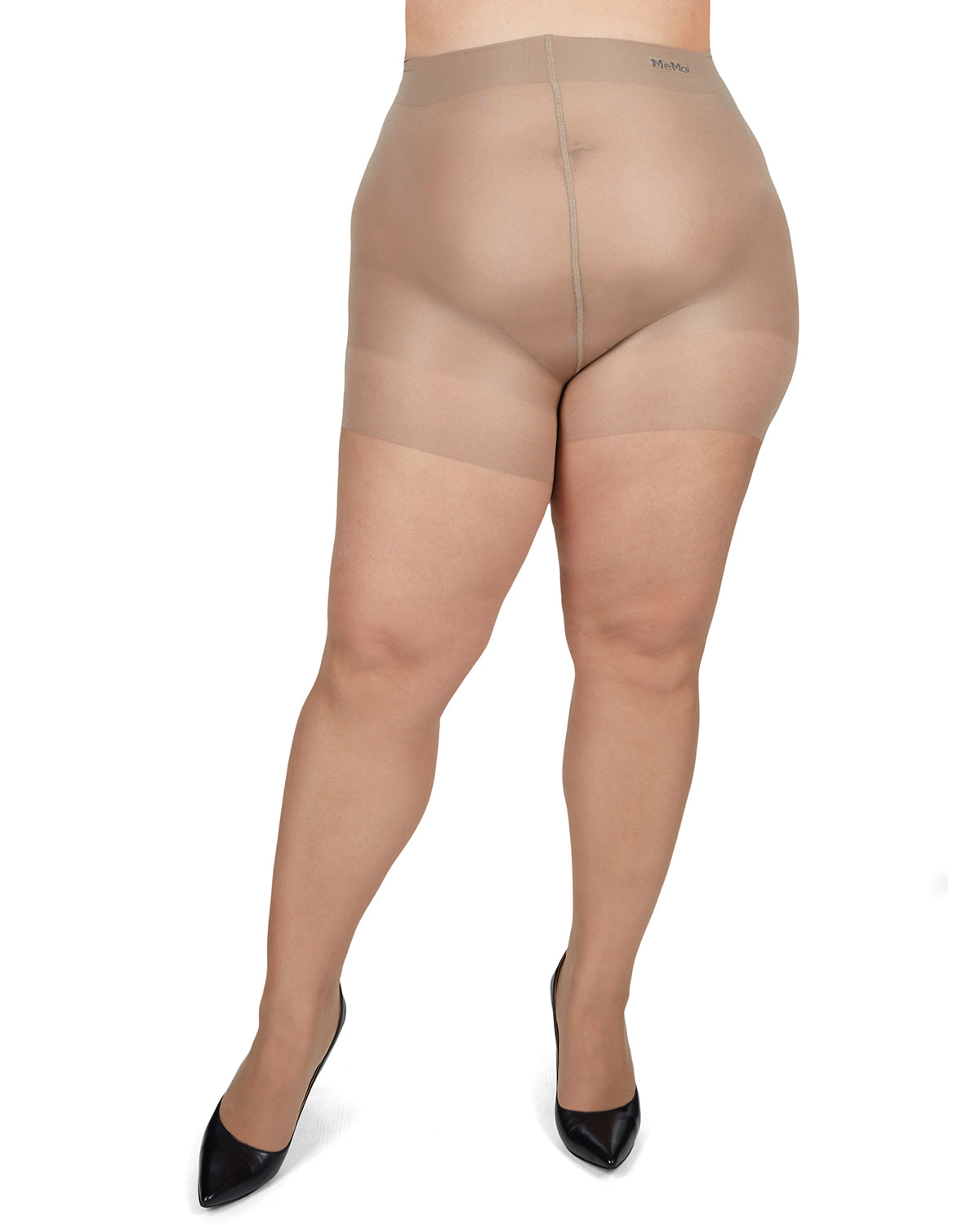 Plus Size Curvy Silky Sheer Control Top Pantyhose : Color: Beige