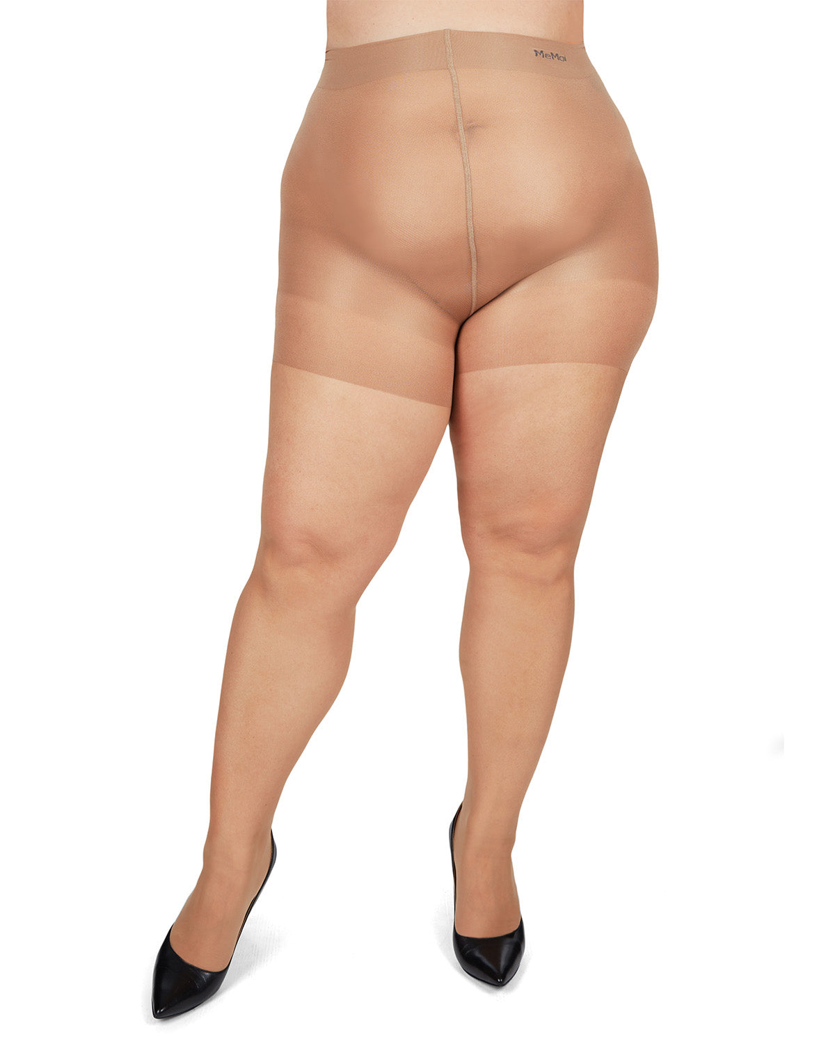 Plus Size Curvy Silky Sheer Control Top Pantyhose : Color: Honey