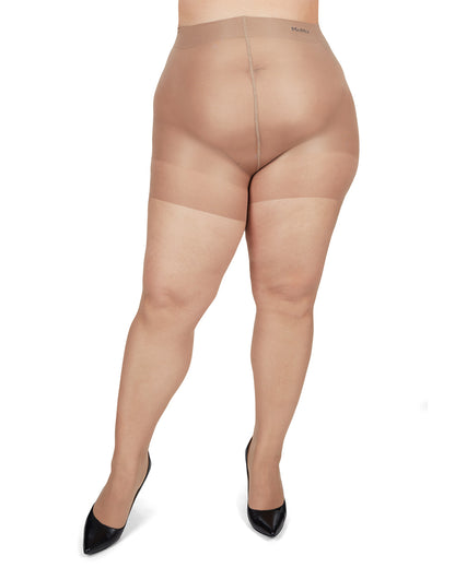 Plus Size Curvy Silky Sheer Control Top Pantyhose : Color: Nude