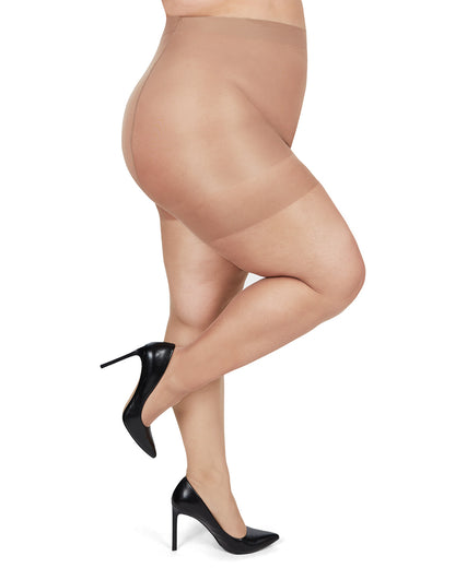 Plus Size Curvy Silky Sheer Control Top Pantyhose : Color: Nude