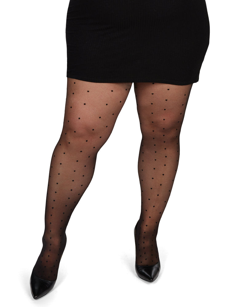 Women's MeMoi MM-2619 Plus Size Curvy Suspender Lace Trim Pantyhose (Black  3/4X)