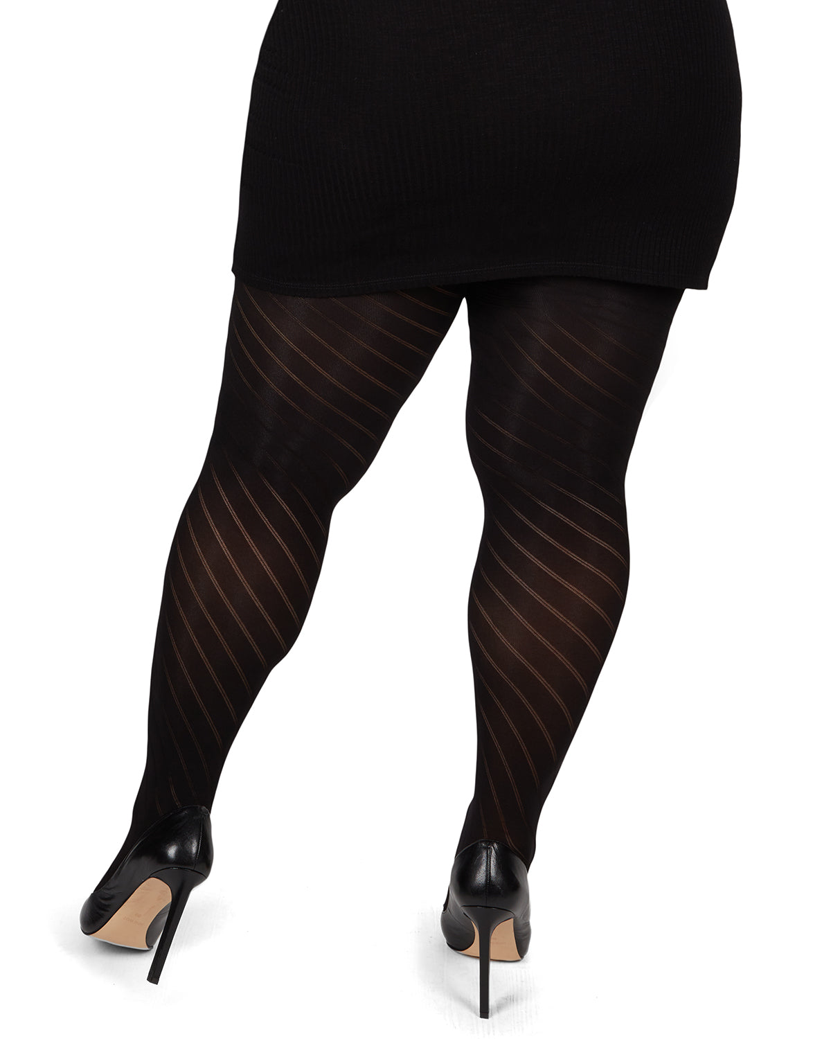 Spiral Opaque Plus Size Curvy Control Top Tights : Color: Black