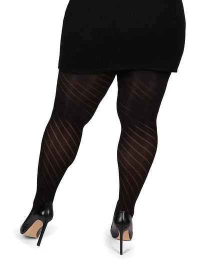 Spiral Opaque Plus Size Curvy Control Top Tights : Color: Black