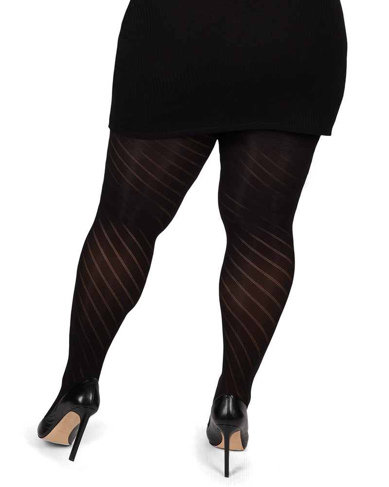Spiral Opaque Plus Size Curvy Control Top Tights