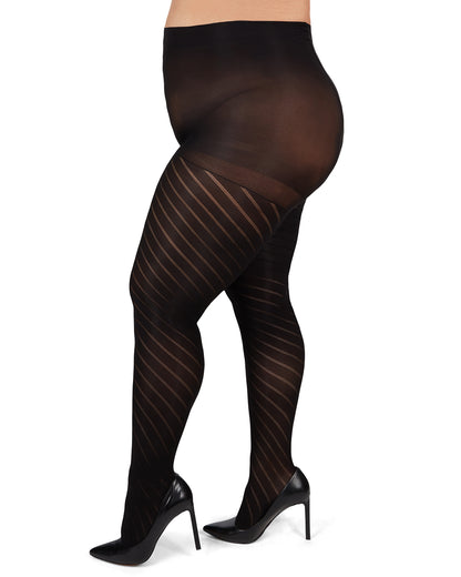 Spiral Opaque Plus Size Curvy Control Top Tights : Color: Black