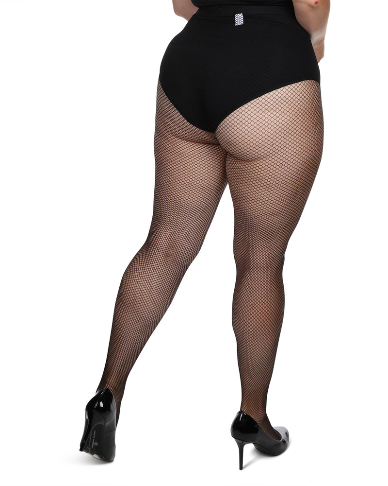 Plus Size Nude Fishnet Pantyhose with Back Seam for Adults
