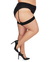 Women's Back Seam/Cuban Heel Plus Size Curvy Thigh High Stocking : Color: Nude-Black