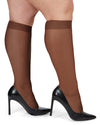 Women's 2 Pair Pack Ultra Sheer Plus Curvy Knee Highs : Color: French Coffee