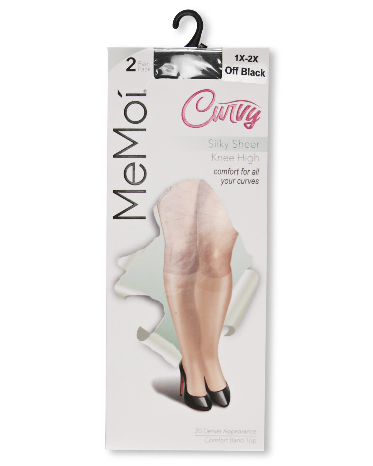Women's 2 Pair Pack Silky Sheer Curvy Knee Highs : Color: Off Black