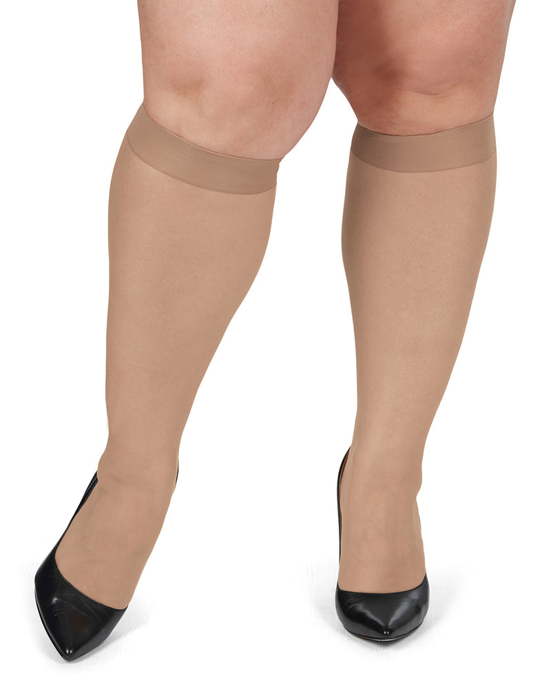 Energizing Plus Size Knee High Stockings 2-Pack