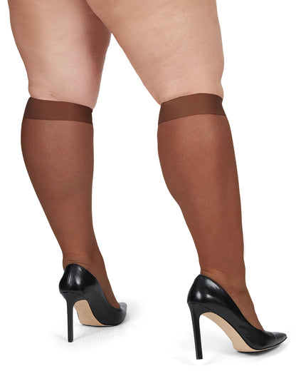 Women's 2 Pair Pack Energizing Curvy Knee Highs : Color: French Coffee