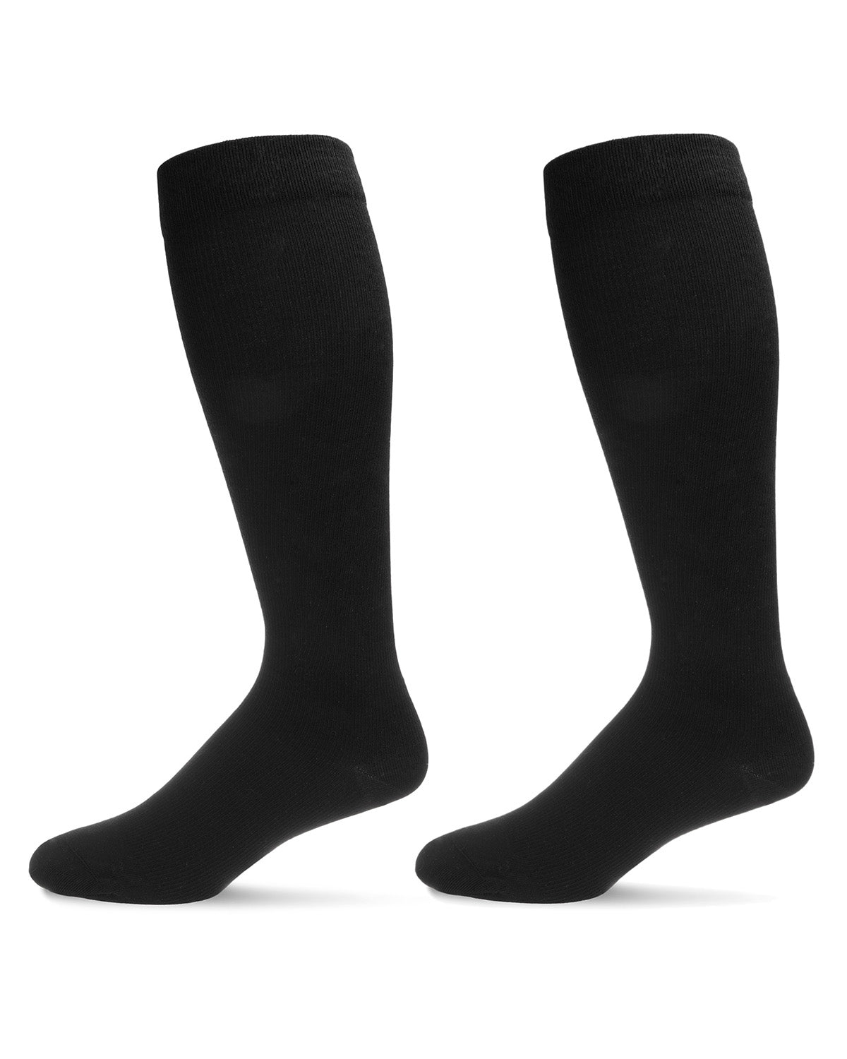 2 Pair Solid Cotton Blend Graduated Compression Socks : Color: Black-Black