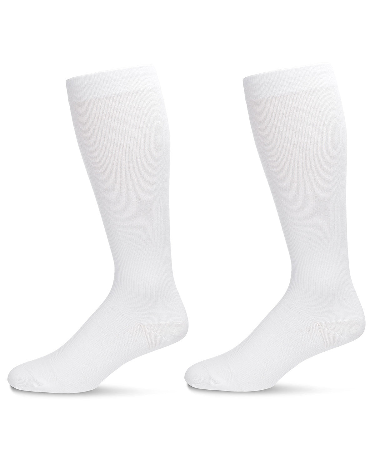 2 Pair Solid Cotton Blend Graduated Compression Socks : Color: White-White