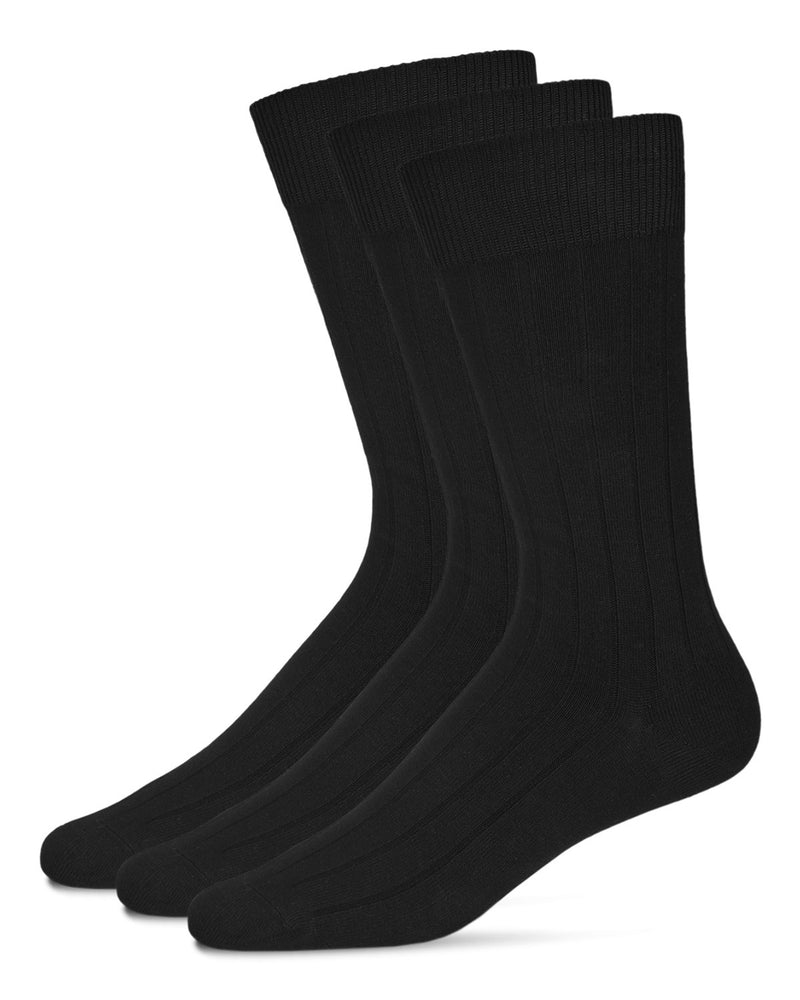 Ribbed Extra Wear Cotton Blend Men's Socks 3-Pack