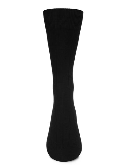 Men's 3 Pair Pack Ribbed Extra Wear Cotton Blend Crew Socks : Color: Black