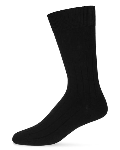 Men's 3 Pair Pack Ribbed Extra Wear Cotton Blend Crew Socks : Color: Black