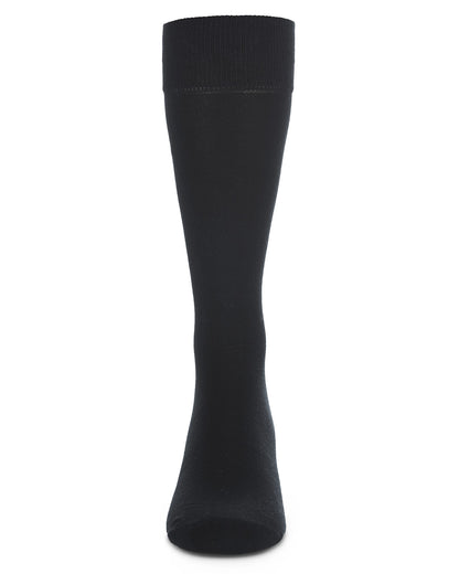 Men's 3 Pair Pack Flat Knit Mercerized Cotton Crew Socks : Color: Black