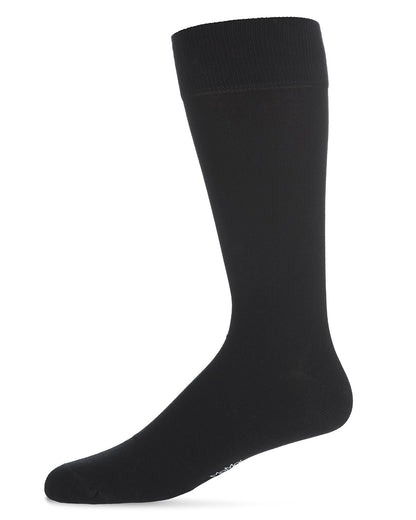Men's 3 Pair Pack Flat Knit Mercerized Cotton Crew Socks : Color: Black
