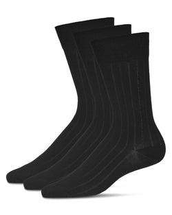 Wide Ribbed Men's Mercerized Cotton Socks 3-Pack