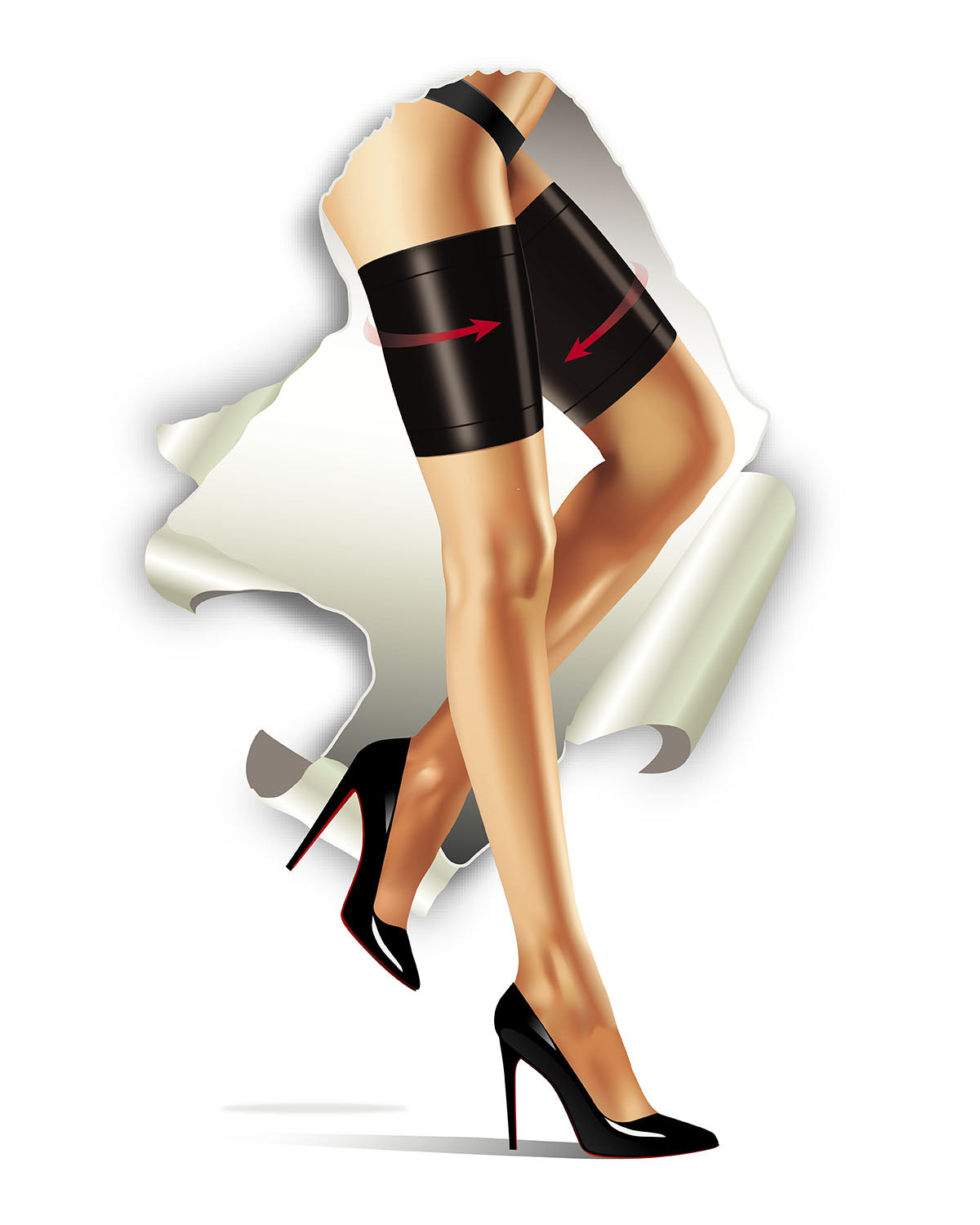 Women's BodySmootHers Anti Chafe Shaping Thigh Bands : Color: Black