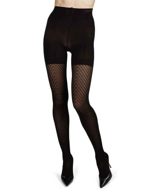 Classic Chevron Semi-Opaque Shaper Tights : Color: Black