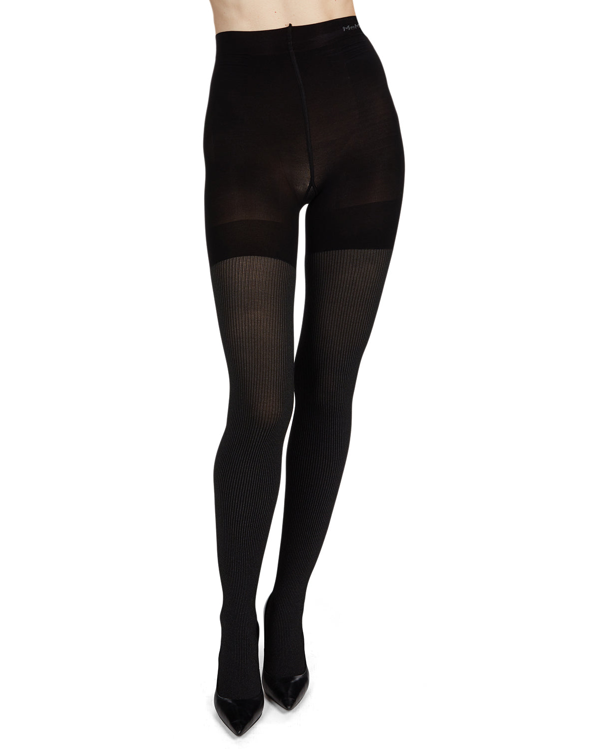 Women's BodySmootHers Pin Rib Shaper Tights : Color: Black