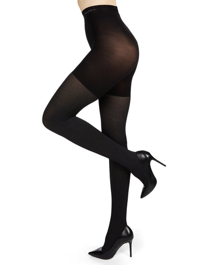 Women's BodySmootHers Pin Rib Shaper Tights : Color: Black