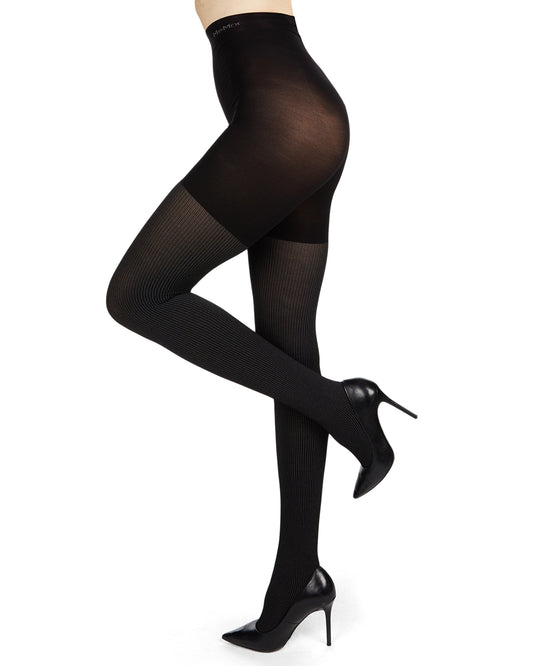 Women's BodySmootHers Pin Rib Shaper Tights : Color: Black