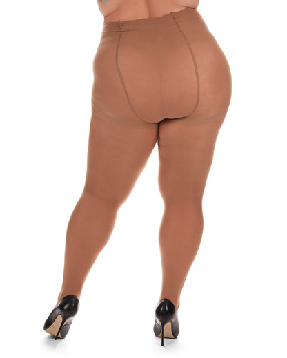 Microfiber Opaque Plus Size Curvy Control Top Tights : Color: Honey