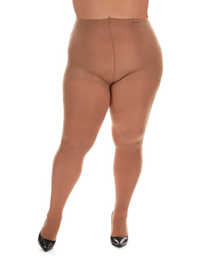 Microfiber Opaque Plus Size Curvy Control Top Tights : Color: Honey