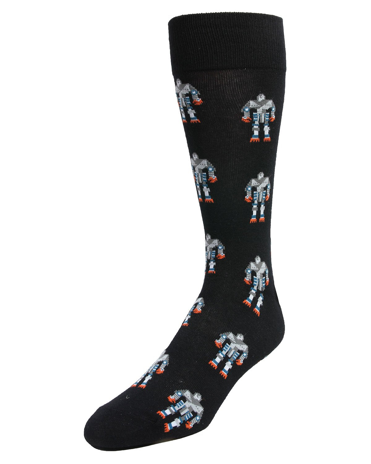 Robot Overlords Bamboo Blend Cartoon Men's Socks : Color: Black