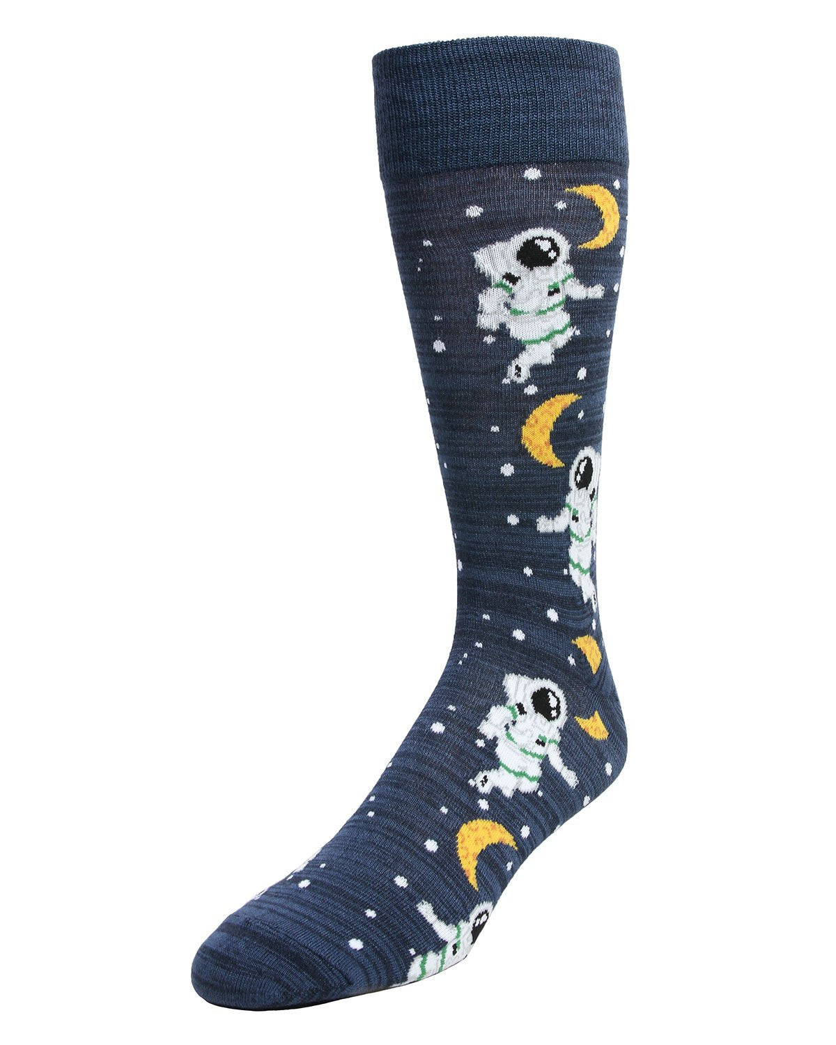 Stellar Moonwalk Astronaut Men's Bamboo Blend Crew Socks : Color: Navy Blazer