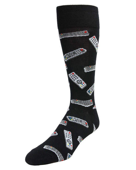 Control Center Remote Men's Bamboo Blend Crew Socks : Color: Black