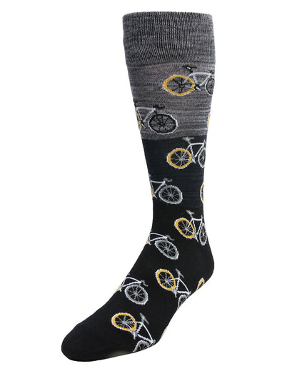 Men's Bicycles Patterned Rayon From Bamboo Crew Socks : Color: Black