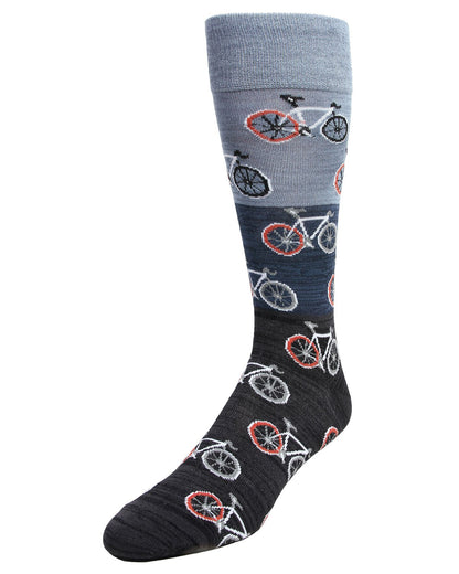 Men's Bicycles Patterned Rayon From Bamboo Crew Socks : Color: Navy Blazer