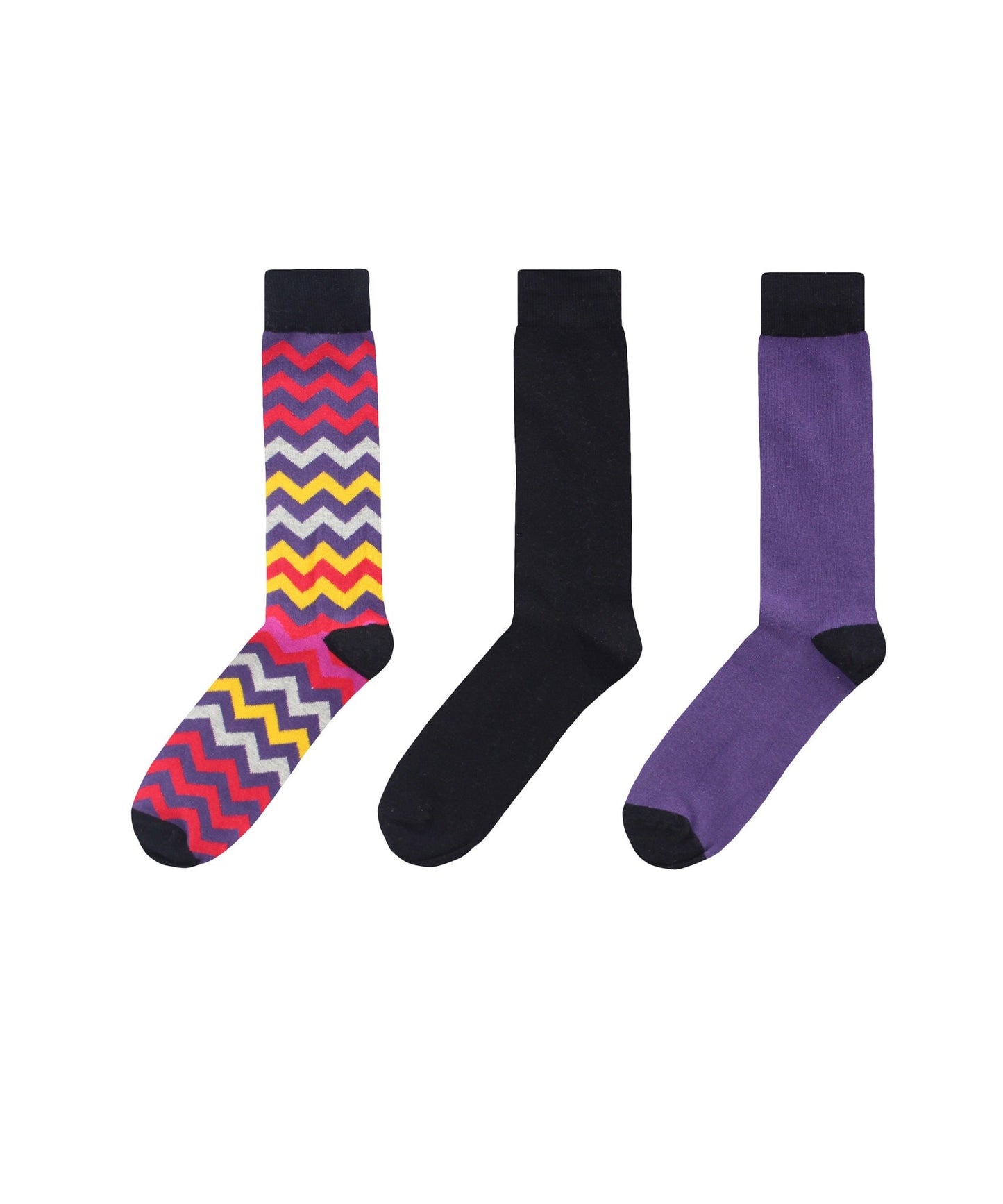 Colorvron Cotton Blend Crew Sock 3 Pack : Color: Black
