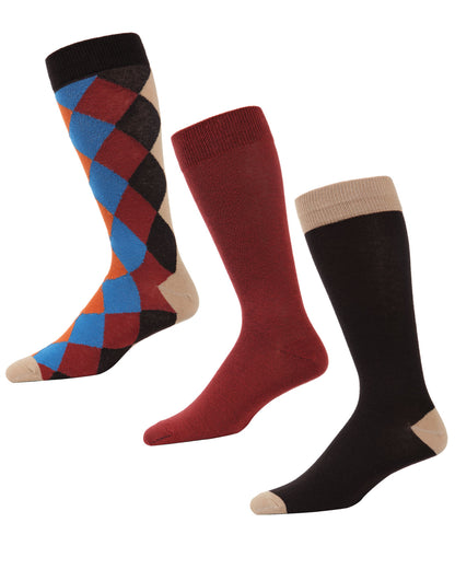 Diamondlap Cotton Blend Crew Sock 3 Pack : Color: Brown Heather