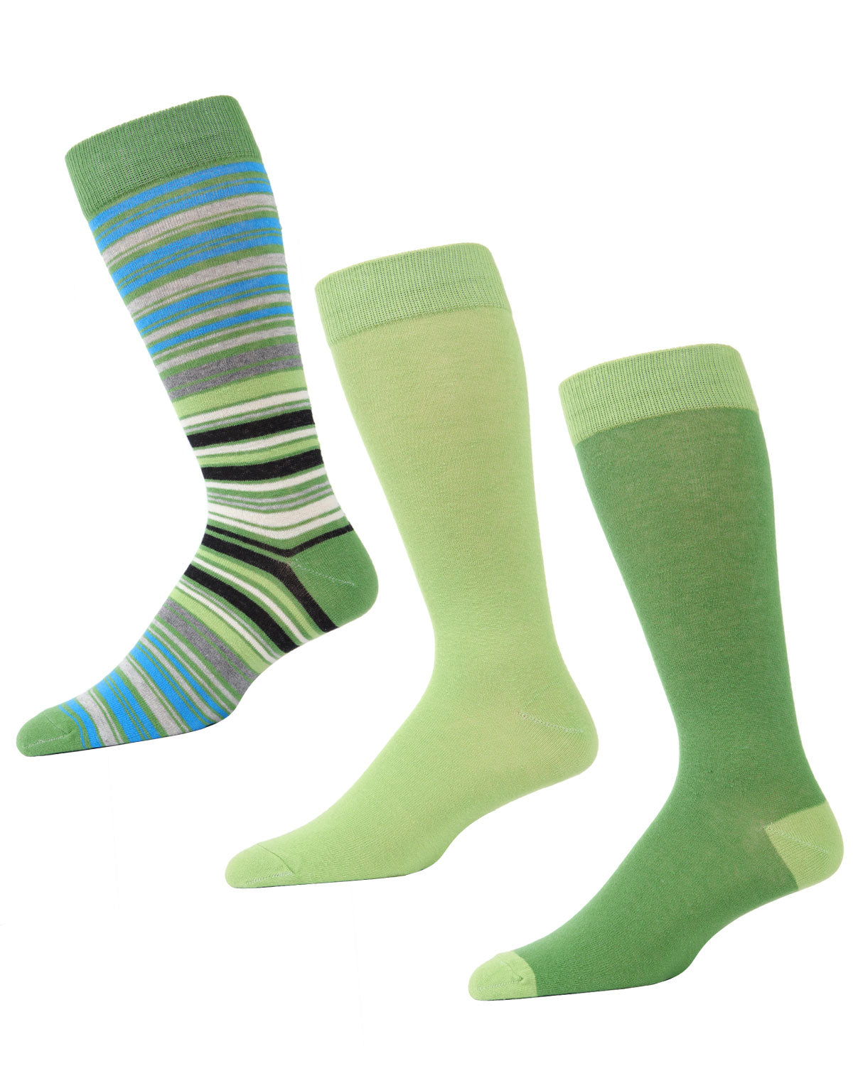Striptrast Cotton Blend Crew Sock 3 Pack : Color: Green