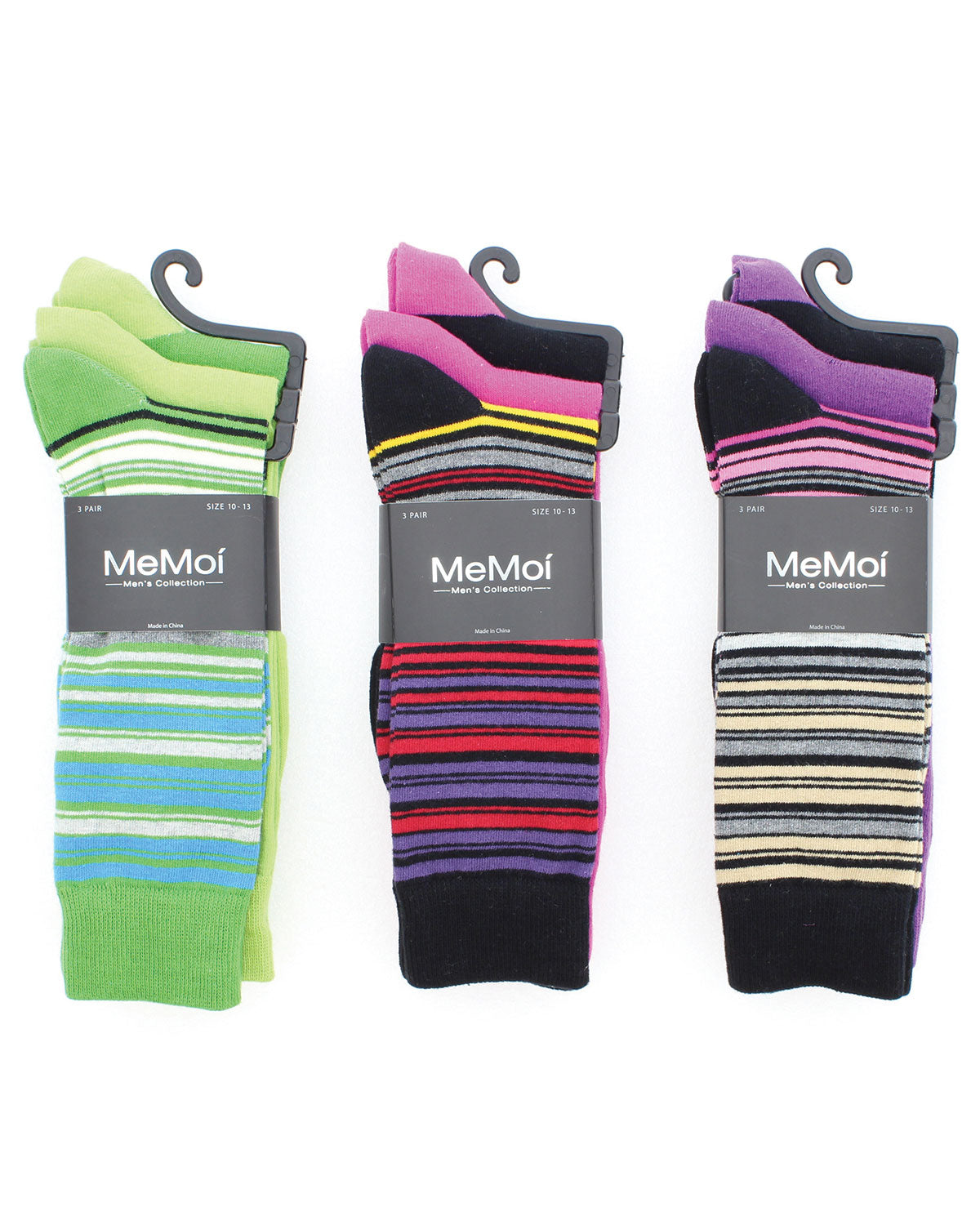 Striptrast Cotton Blend Crew Sock 3 Pack : Color: Black/Fushia