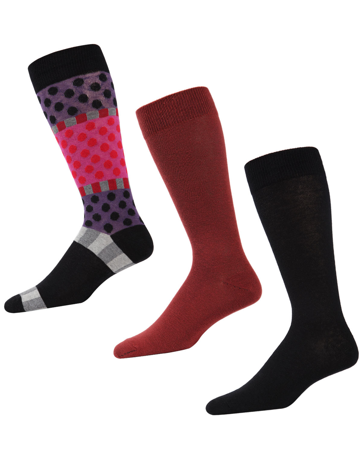 Polka Dash Cotton Blend Crew Sock 3 Pack : Color: Black/Chili