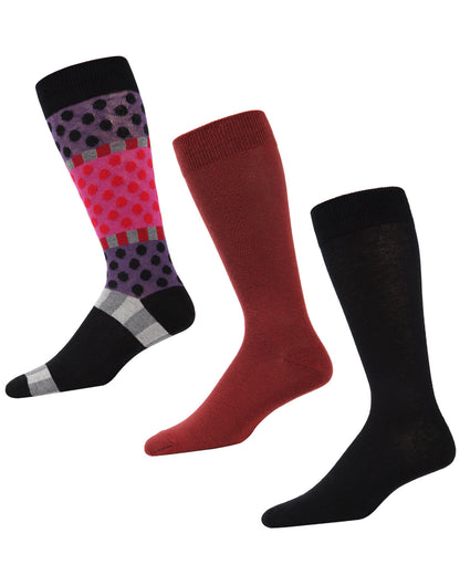 Polka Dash Cotton Blend Crew Sock 3 Pack : Color: Black/Chili