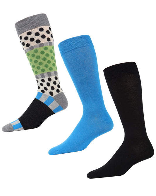 Polka Dash Cotton Blend Crew Sock 3 Pack : Color: Black/Blue