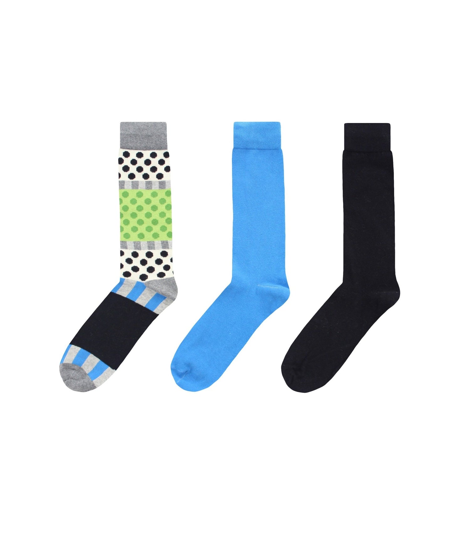 Polka Dash Cotton Blend Crew Sock 3 Pack : Color: Black/Blue