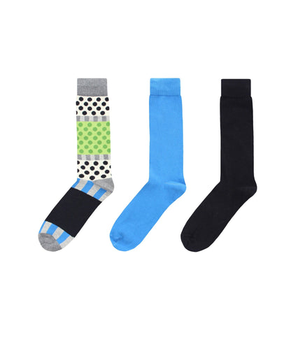 Polka Dash Cotton Blend Crew Sock 3 Pack : Color: Black/Blue