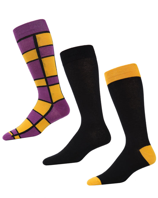 Boxernate Cotton Blend Crew Sock 3 Pair Pack : Color: Grape