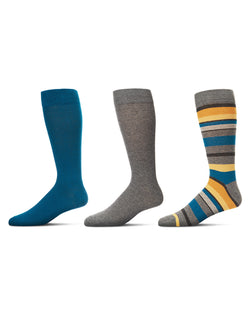 Striped Cotton Blend Crew Sock 3 Pack
