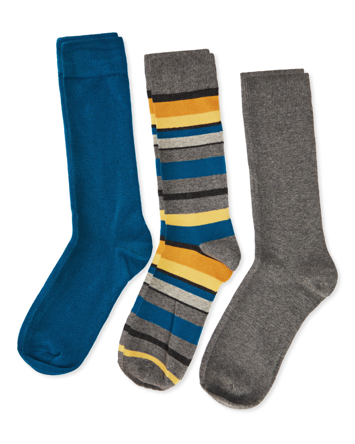 Striped Cotton Blend Crew Sock 3 Pack : Color: Gray Heather