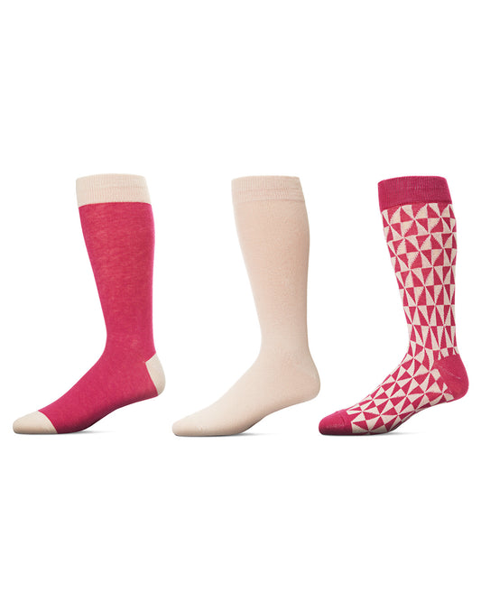 Kaleidotones Cotton Blend Crew Sock 3 Pack : Color: Fuchsia